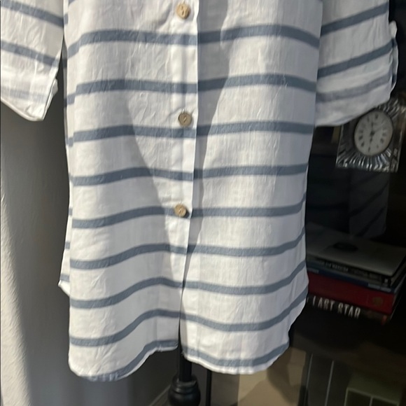 Italian 100% linen Striped Button-Up Shirt dress small - Picture 4 of 6
